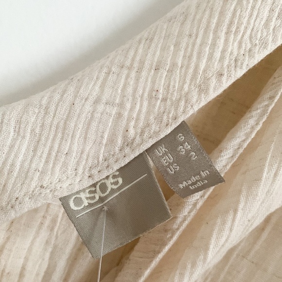 NWT ASOS Stone Smocked Puff Sleeve Peasant Mini Dress 2 - Picture 10 of 12